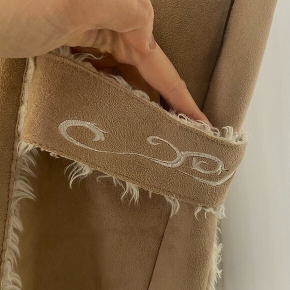 Vintage Montanaco Tan Shearling Vest Faux Leather - Picture 12 of 12